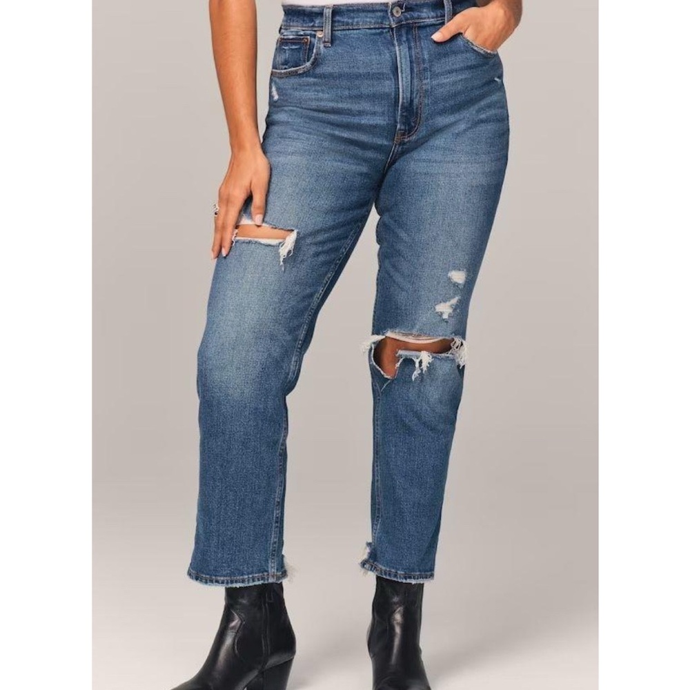 Abercrombie & Fitch Ankle Straight Ultra High Rise Distressed Jeans 6 28 Short
